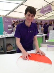 A photo of Chris from Norfolk County Council demonstrating pie charts at the Norfolk Show