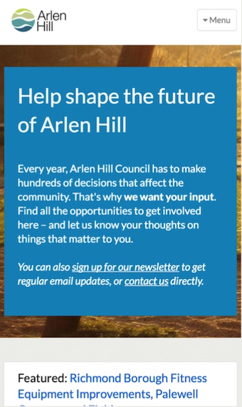 'Arlen Hill' Citizen Space mobile front page