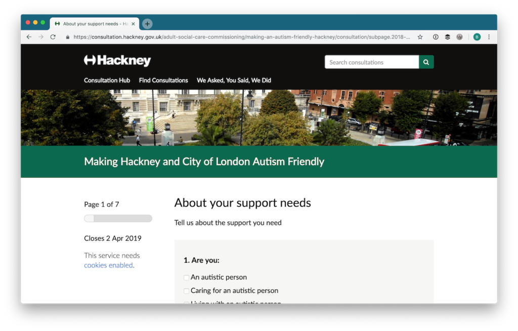 Hackney's consultation on making the area autism-friendly